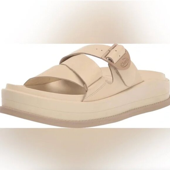Chaco Townes Midform Platform Leather Slide in Angora Size Women's 8 - Picture 1 of 5